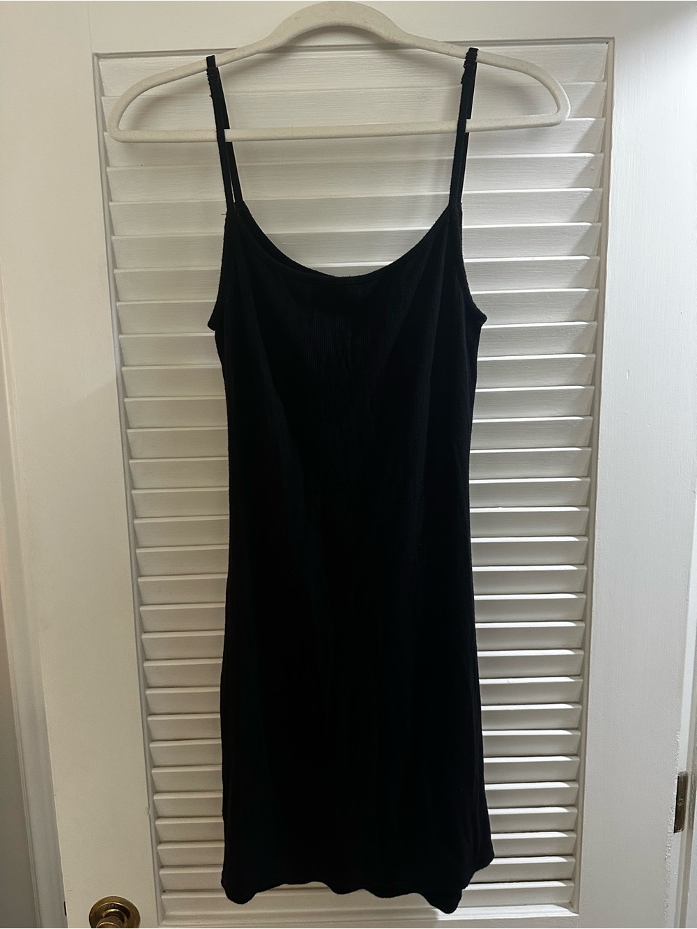 SKIMS Black Midi Slip Dress with Thin Straps